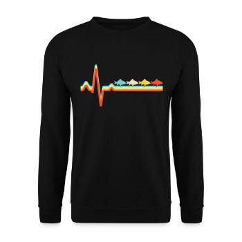 fisch retro herzschlag - Unisex Pullover - Schwarz - Vorne - Alina (178cm) & Michal (187cm)