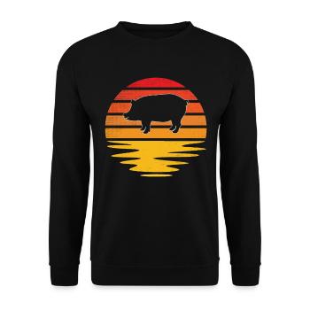 Porc Rétro - Sweat-shirt Unisexe - noir - Devant - Alina (178cm) & Michal (187cm)