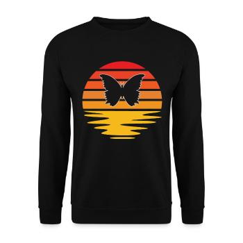 Schmetterling Retro - Unisex Pullover - Schwarz - Vorne - Alina (178cm) & Michal (187cm)