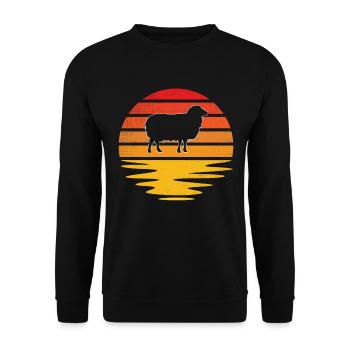 Schaf Retro - Unisex Pullover - Schwarz - Vorne - Alina (178cm) & Michal (187cm)
