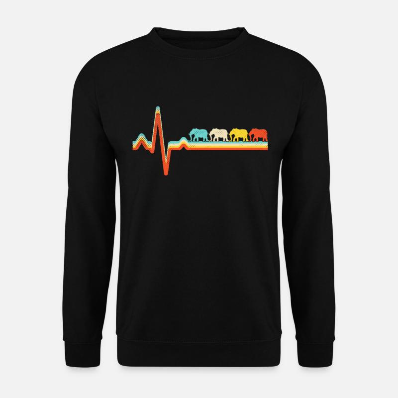 Elefant Retro Herzschlag - Unisex Pullover - Schwarz