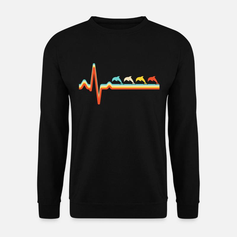 delfin retro herzschlag - Unisex Pullover - Schwarz