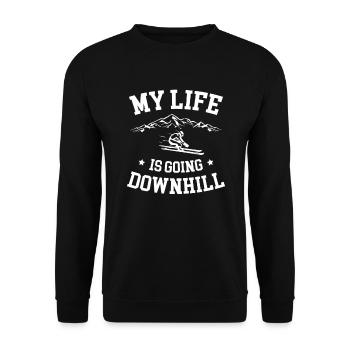 My Life Is Going Downhill Skiing Lover Ice Skiing - Unisex Sweatshirt - black - Front - Alina (178cm) & Michal (187cm)