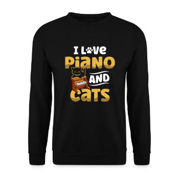 J’aime piano et chats musicien pianiste chat - Sweat-shirt Unisexe - noir - Devant - Alina (178cm) & Michal (187cm)
