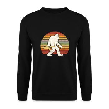 Saxophon Bigfoot Sasquatch Musiker Jazzmusik - Unisex Pullover - Schwarz - Vorne - Alina (178cm) & Michal (187cm)