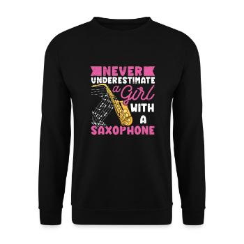 Saxophon Musikerin Jazzmusiker - Unisex Pullover - Schwarz - Vorne - Alina (178cm) & Michal (187cm)