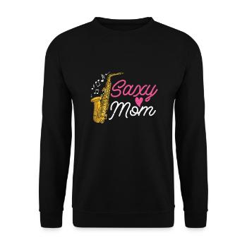 Saxy Mom Saxophon Jazzmusiker Saxophon - Unisex Pullover - Schwarz - Vorne - Alina (178cm) & Michal (187cm)