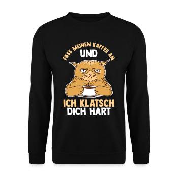 Fass Meinen Kaffee An Und Ich Klatsch Dich Hart Ka - Unisex Pullover - Schwarz - Vorne - Alina (178cm) & Michal (187cm)