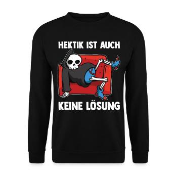 Hektik Ist Auch Keine Lösung - Unisex Pullover - Schwarz - Vorne - Alina (178cm) & Michal (187cm)
