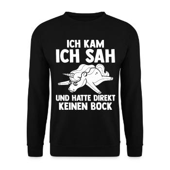Ich Kam Ich Sah Und Hatte Direkt Keinen Bock Einho - Unisex Pullover - Schwarz - Vorne - Alina (178cm) & Michal (187cm)