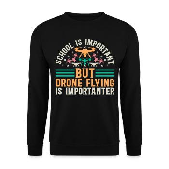 L’école est importante, mais le vol de drone est important - Sweat-shirt Unisexe - noir - Devant - Alina (178cm) & Michal (187cm)