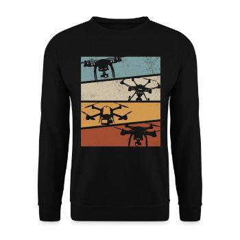 Drones Racing Quadcopter Drone Pilot - Retro Drone - Sweat-shirt Unisexe - noir - Devant - Alina (178cm) & Michal (187cm)