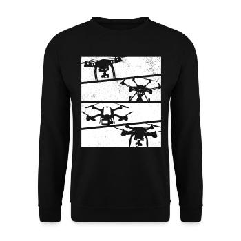 Retro Drone Quadricoptère Drone - Retro Drone - Sweat-shirt Unisexe - noir - Devant - Alina (178cm) & Michal (187cm)