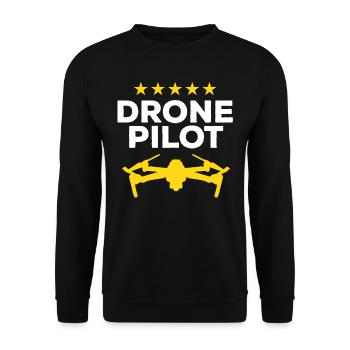 Drone Pilot Multicopter Drones - Funny Drone Pilot - Unisex Pullover - Schwarz - Vorne - Alina (178cm) & Michal (187cm)