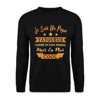 Cadeau pour Homme papa tatoueur cadeau de père - Sweat-shirt Unisexe - noir - Devant - Alina (178cm) & Michal (187cm)