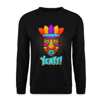 Aztecs, Mayan culture, tribal culture folklore mask - Unisex Sweatshirt - black - Front - Alina (178cm) & Michal (187cm)