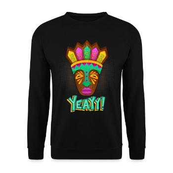 Aztecs, Mayan culture, tribal culture folklore mask - Unisex Sweatshirt - black - Front - Alina (178cm) & Michal (187cm)