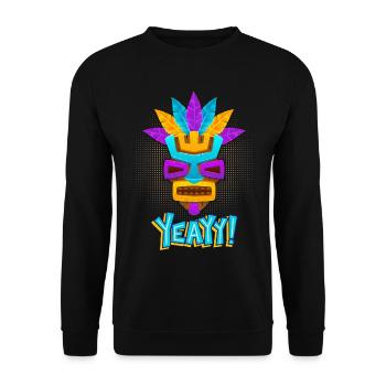 Aztecs, Mayan culture, tribal culture folklore mask - Unisex Sweatshirt - black - Front - Alina (178cm) & Michal (187cm)