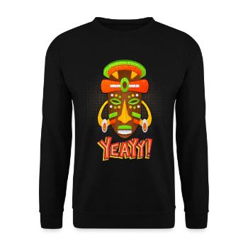 Aztecs, Mayan culture, tribal culture folklore mask - Unisex Sweatshirt - black - Front - Alina (178cm) & Michal (187cm)