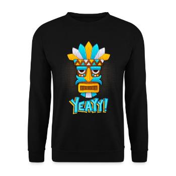 Aztecs, Mayan culture, tribal culture folklore mask - Unisex Sweatshirt - black - Front - Alina (178cm) & Michal (187cm)
