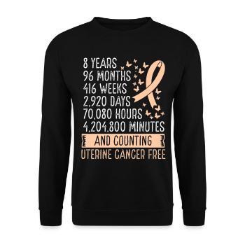 8 Years Uterine Cancer Free Ribbon Movement - Unisex Sweatshirt - black - Front - Alina (178cm) & Michal (187cm)