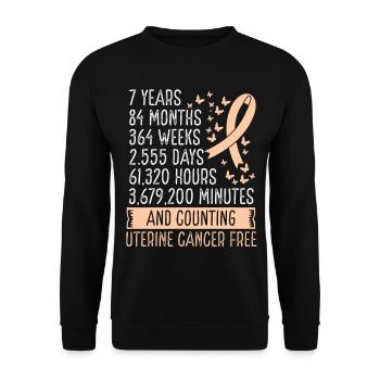 7 Years Uterine Cancer Free Ribbon Movement - Unisex Sweatshirt - black - Front - Alina (178cm) & Michal (187cm)