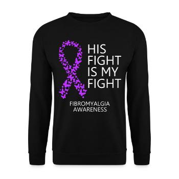 Fibromyalgia Ribbon Month His Fight is my Fight - Unisex Pullover - Schwarz - Vorne - Alina (178cm) & Michal (187cm)