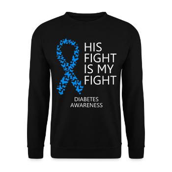 Diabetes Ribbon Month His Fight is my Fight - Unisex Pullover - Schwarz - Vorne - Alina (178cm) & Michal (187cm)