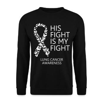 Lung Cancer Ribbon Month His Fight is my Fight - Unisex Pullover - Schwarz - Vorne - Alina (178cm) & Michal (187cm)