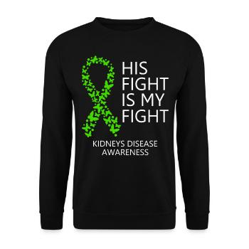 Mois du ruban DIsease de Kidney Son combat est mon combat - Sweat-shirt Unisexe - noir - Devant - Alina (178cm) & Michal (187cm)
