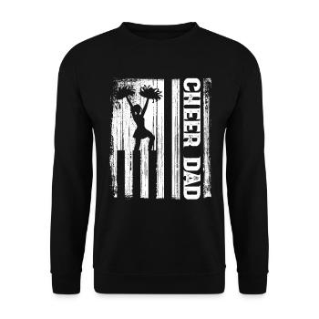 Cheerleader Proud Cheer Dad Cheerleading US Flagge - Unisex Pullover - Schwarz - Vorne - Alina (178cm) & Michal (187cm)