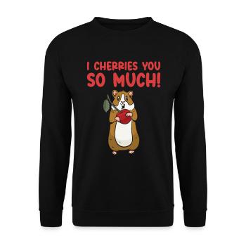Mignon animal hamster cerise nourriture pour animaux de compagnie - Sweat-shirt Unisexe - noir - Devant - Alina (178cm) & Michal (187cm)