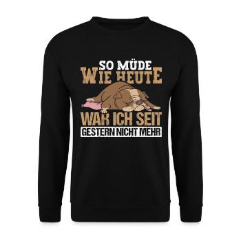 So müde war ich seit Gestern nicht mehr - Unisex Pullover - Schwarz - Vorne - Alina (178cm) & Michal (187cm)