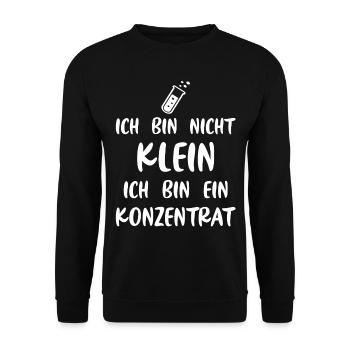 Ich bin nicht klein Ich bin ein Konzentrat - Unisex Pullover - Schwarz - Vorne - Alina (178cm) & Michal (187cm)