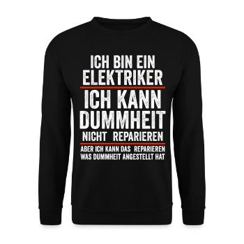 Ich bin ein Elektriker der repariert - Unisex Pullover - Schwarz - Vorne - Alina (178cm) & Michal (187cm)