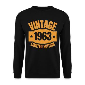 60 Jahre Jahrgang 1963 Retro 60. Geburtstag - Unisex Pullover - Schwarz - Vorne - Alina (178cm) & Michal (187cm)