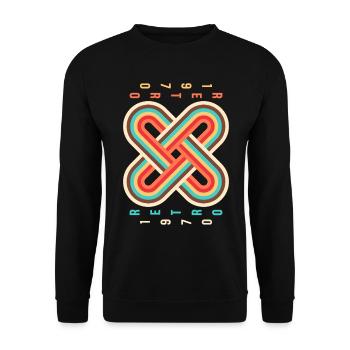 Retro-1970, Retro-70er Jahre, abstraktes Ornament - Unisex Pullover - Schwarz - Vorne - Alina (178cm) & Michal (187cm)