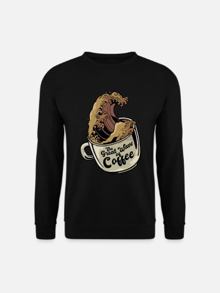 Kaffee - The great wave of Kaffee - Unisex Pullover - Schwarz