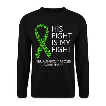 Neurofibromatosis Ribbon His Fight is my Fight - Unisex Pullover - Schwarz - Vorne - Alina (178cm) & Michal (187cm)