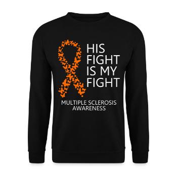 Multiple Sclerosis Ribbon His Fight is my Fight - Unisex Pullover - Schwarz - Vorne - Alina (178cm) & Michal (187cm)