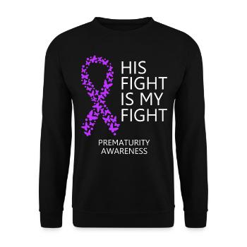 Prematurity Ribbon Preemie His Fight is my Fight - Unisex Sweatshirt - black - Front - Alina (178cm) & Michal (187cm)
