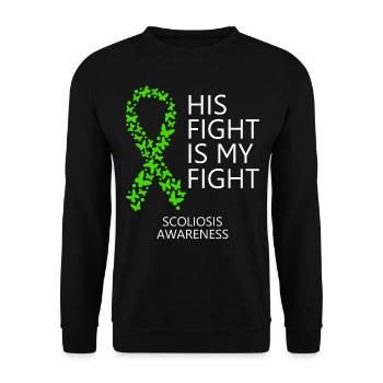 Mois du ruban de la scoliose Son combat est mon combat - Sweat-shirt Unisexe - noir - Devant - Alina (178cm) & Michal (187cm)