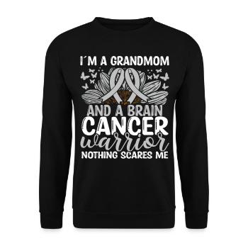 Brain Tumor Ribbon Month Grandma Grandmom - Unisex Pullover - Schwarz - Vorne - Alina (178cm) & Michal (187cm)
