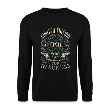 Limited Edition 60. Geburtstag Lustiger Spruch Ü60 - Unisex Pullover - Schwarz - Vorne - Alina (178cm) & Michal (187cm)