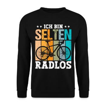 Ich bin selten Radlos - Unisex Pullover - Schwarz - Vorne - Alina (178cm) & Michal (187cm)
