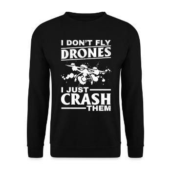 Pilote de drone quadcopter Je ne pilote pas de drones I Just C - Sweat-shirt Unisexe - noir - Devant - Alina (178cm) & Michal (187cm)