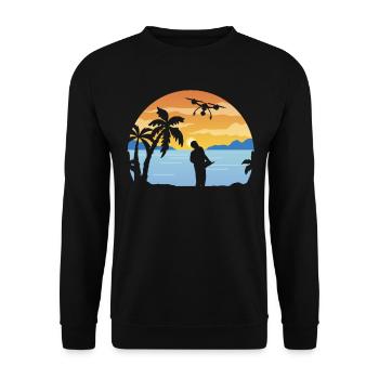 Quadcopter Drone Pilot - Drone Flying Retro Drone - Unisex Sweatshirt - black - Front - Alina (178cm) & Michal (187cm)