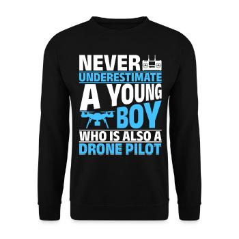 Quadcopter Drone Pilot - Drone Pilot Boy - Unisex Pullover - Schwarz - Vorne - Alina (178cm) & Michal (187cm)
