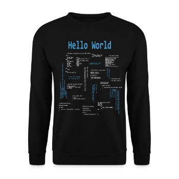 Hello World Programmeur Langages de programmation Nerd - Sweat-shirt Unisexe - noir - Devant - Alina (178cm) & Michal (187cm)