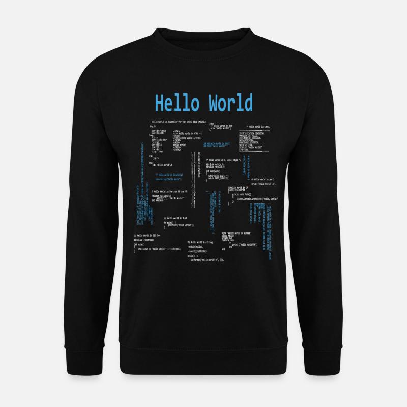 Hello World Programmeur Langages de programmation Nerd - Sweat-shirt Unisexe - noir